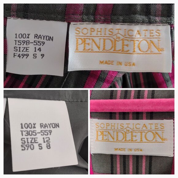 Pendleton vintage 80's USA made pink grey plaid 2 pc set jacket skirt 12/14 - Picture 8 of 8